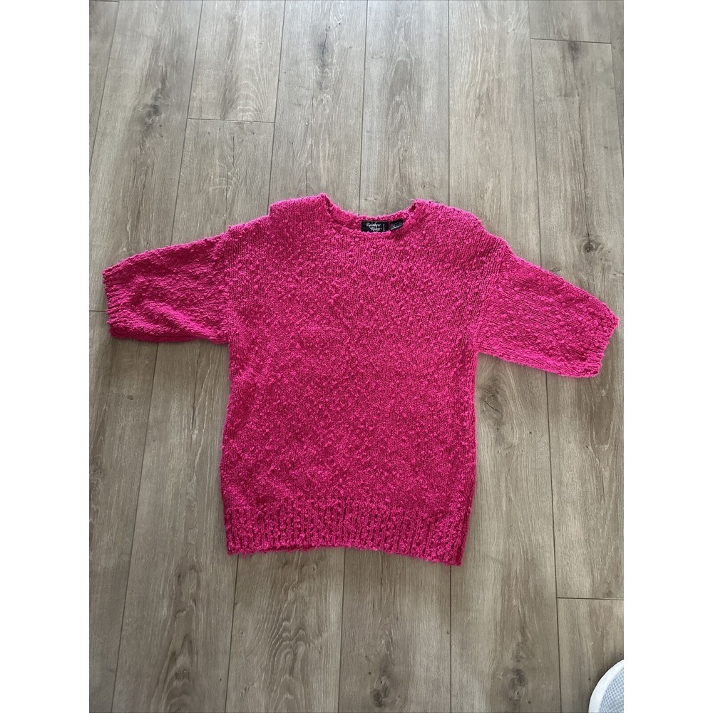 Vintage Rainbow Ridge Plus Women's Fuchsia Cotton Sweater Pullover in Size 22W